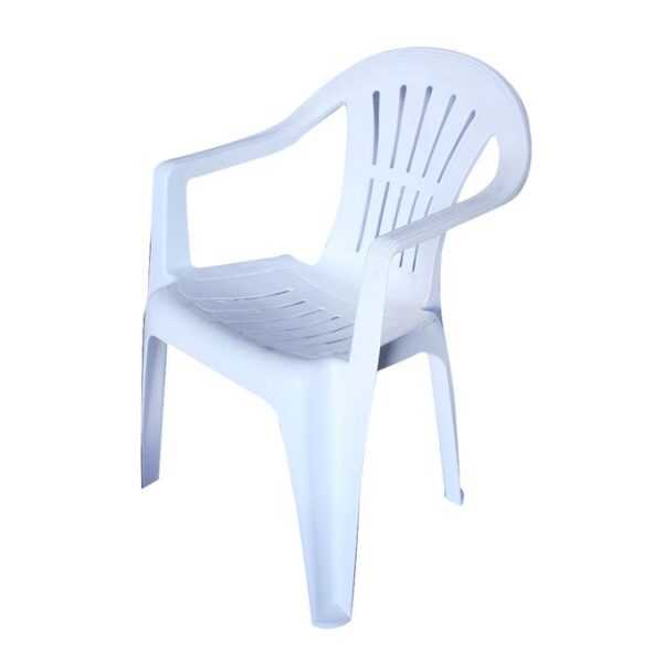 Plastic Round Chair with Arms-White.