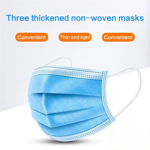 600 Pcs Disposable Fabric Face Mask Anti-pollution Particle Respirators 3 Layers Nonwoven Filter Adult Personal Facial Mask - Image 3