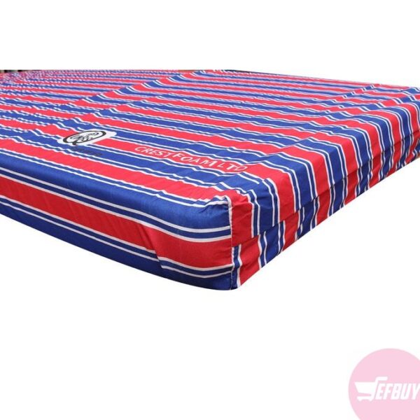 48x24x3 inch Crest foam baby cot bed mattress with blue and red stripes.