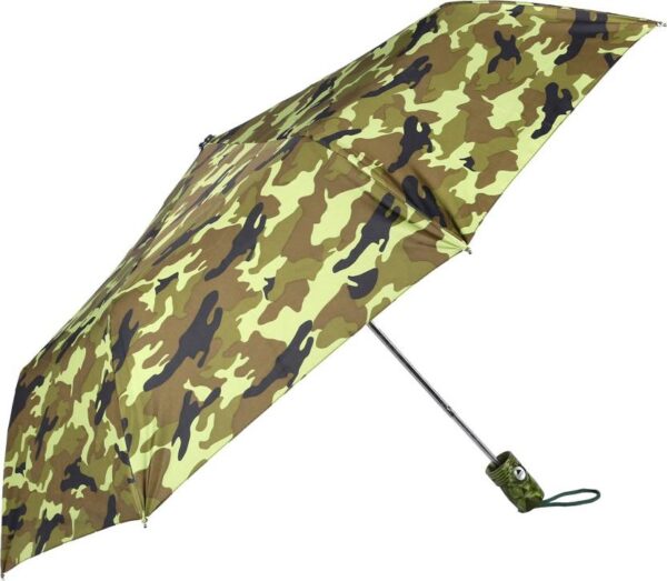 Army print umbrella with one click button to unlock-Green.