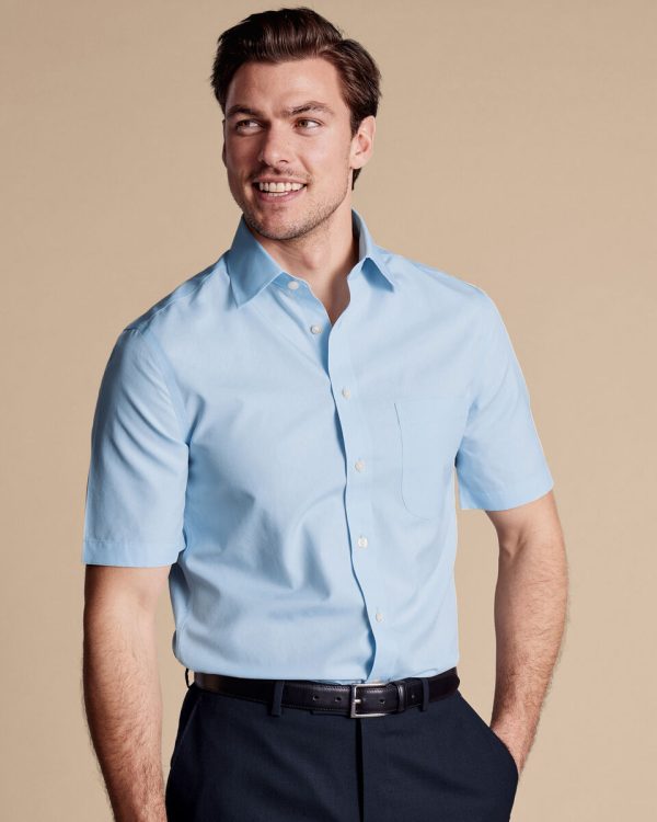 Marks And Spencer Men's Short Sleeved Shirt-Light Blue.