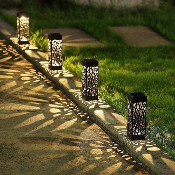 Black cuboid outdoor lamps (Meshed type)