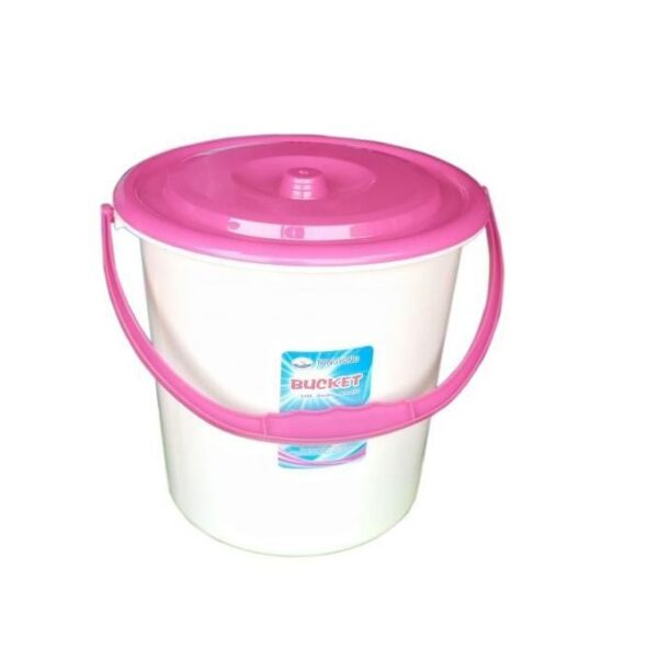 20 Liter Plastic Bucket-White&Pink.