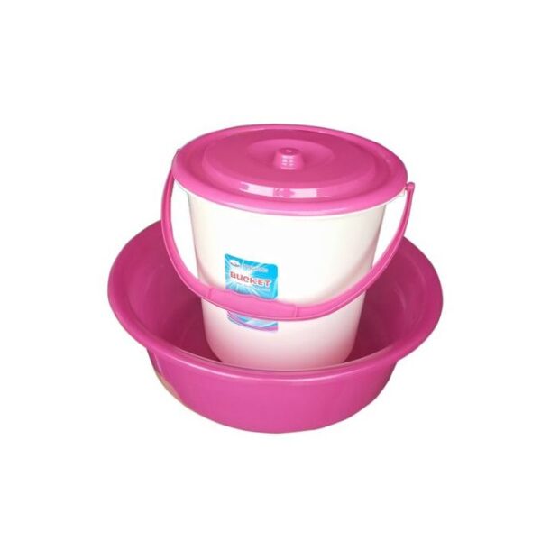 20 liter bucket plus 20 liter basin-Pink &White.