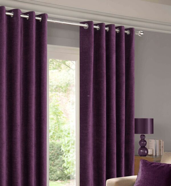 Cody faux curtains with polycotton material-Purple.