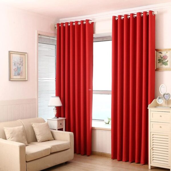 High gate black out geometric curtains with polyester material-Red.