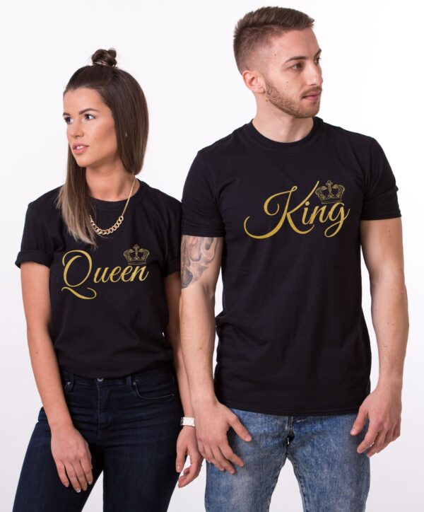 Queen&King couple t-shirts-Black.