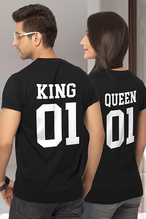 King&Queen couple t-shirts-Black.