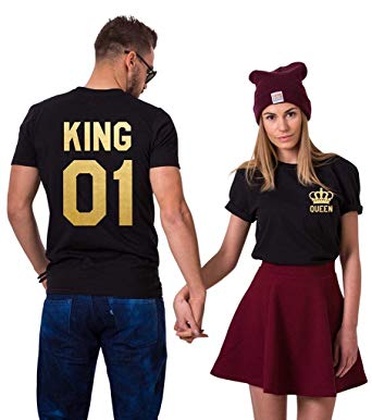 King&Queen couple t-shirts-Black.