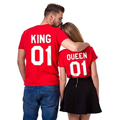 King&Queen couple t-shirts-Red.