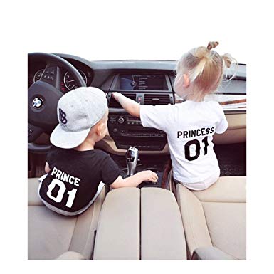 Prince and princess kids t-shirts-White&Black.