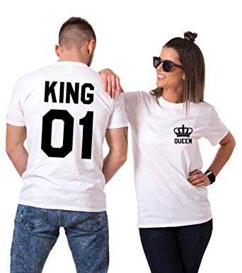 King&queen couple t-shirts-White.