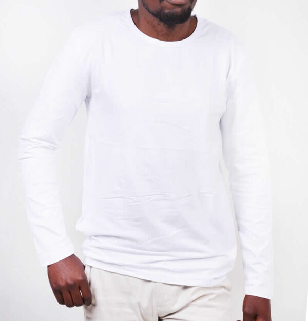 Men's Long Sleeve Round Neck T-Shirt - White