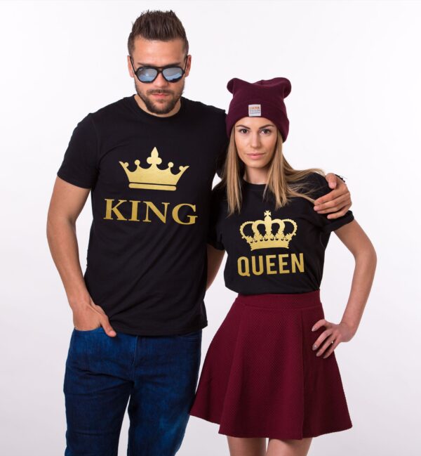 King&Queen couple t-shirts-Black.