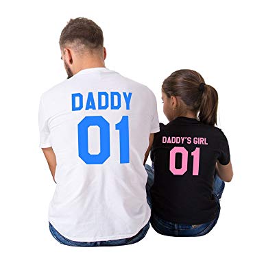 Daddy 01 Daddy’s Girl Round Neck Family T-Shirts – White, Black