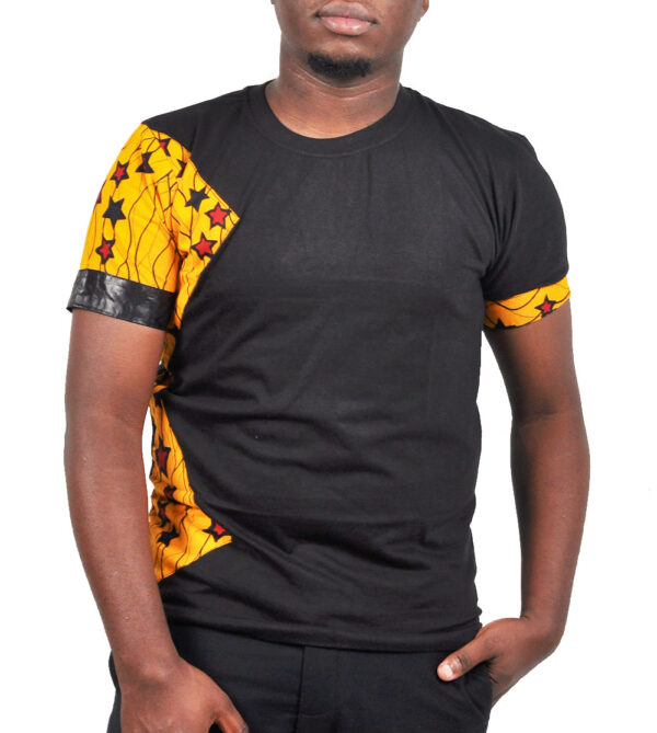 Round Neck African Kitengi T-Shirt – Black