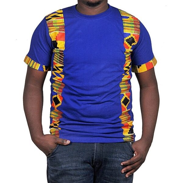 Kente Kitengi African Men’s T-Shirt – Royal Blue