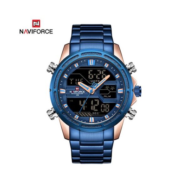 Naviforce NF9138s Men's Stainless Steel Quartz Digital Sport Watch - Blue