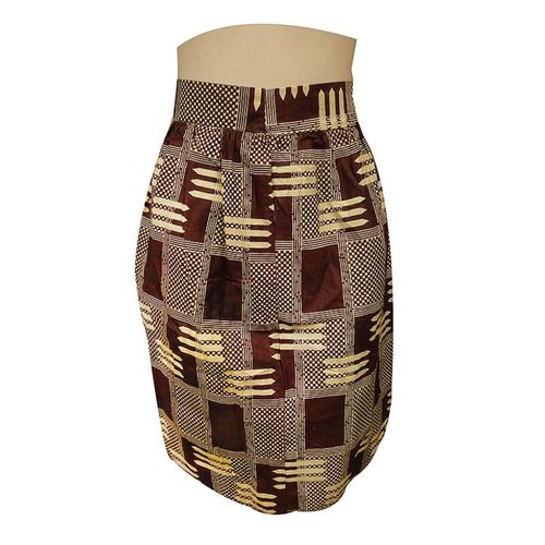 African Print Designer Women's Skirt - Coffee Brown