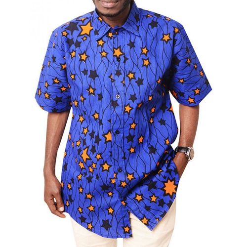 Star Detail Kitengi Shirt - Blue