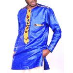Multi Star Designed African Kitengi Shirt - Blue