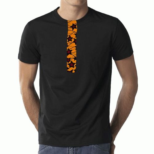 Yellow Star Ankara Men's Casual T-Shirt - Black