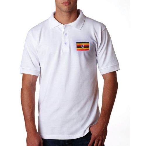 Uganda Flag Designed Men's Polo Shirt - White