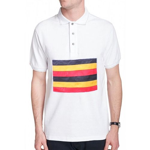 Uganda Flag Designed Polo T-Shirt, White