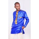 Multi Star Designed African Kitengi Shirt - Blue - Image 2