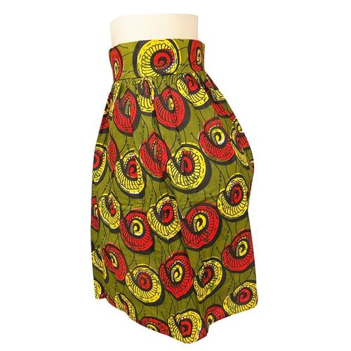 Designer African Print Women's Skirt - Green - Image 2