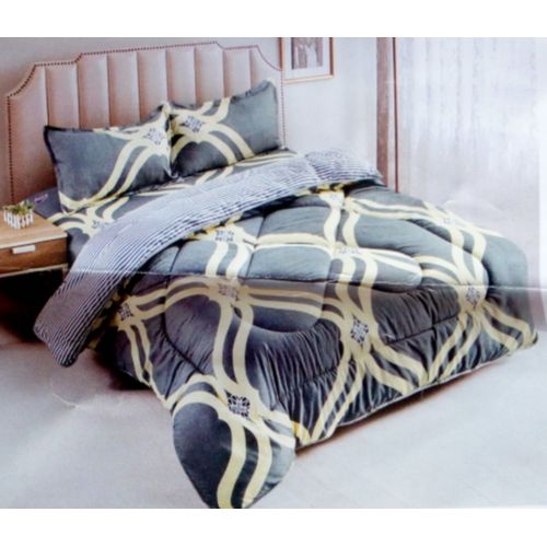 5X6 Duvet Set With 1 Bedsheet & 2 Pillowcases- Grey, Cream