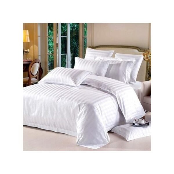 6*6 Satin Striped Duvetcover Set - White