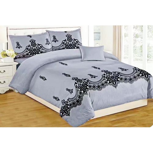 5?6 - 1 Duvet cover 1 Bedsheet ,2 pillowcases - Grey & Black