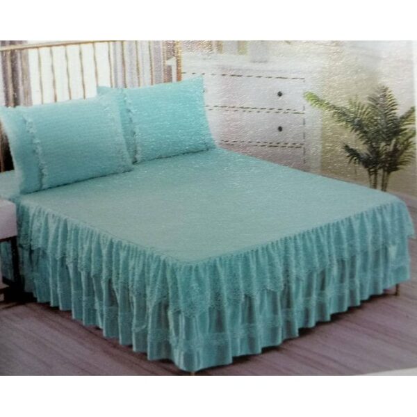 Home Fashion Bed Liner with 2 Pillowcases - Green 5x6