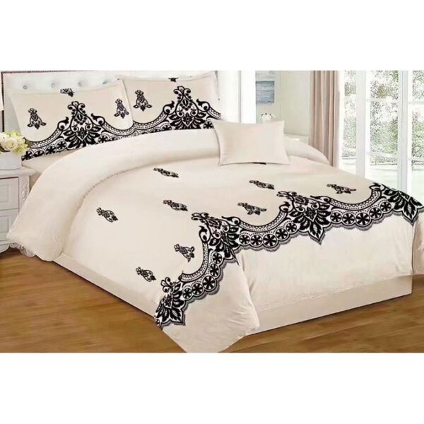 Duvet Cover, 1 Bedsheet, 2 Pillowcases - Cream & Black 5x6