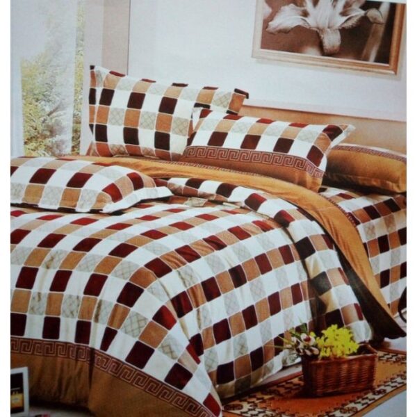 Checked Bed Cover with 2 Pillow shams & 1 Bedsheet - Multi color 5x6