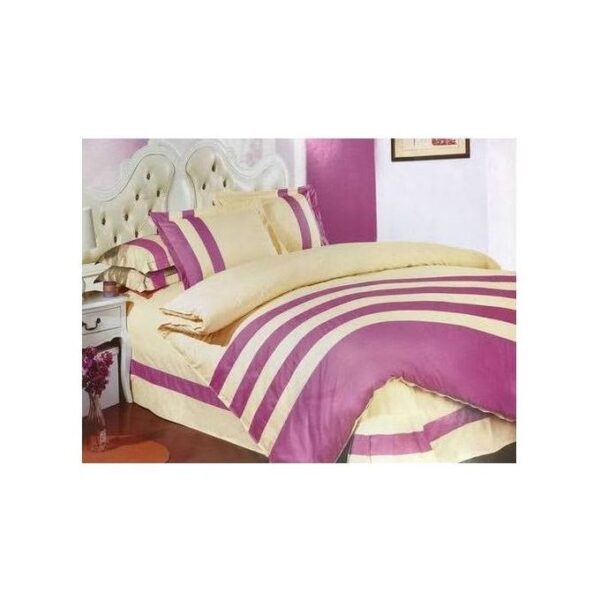 4PCS Duvet Cover with 2 Pillowcases & 1 Bedsheet - Pink/Cream 5x6