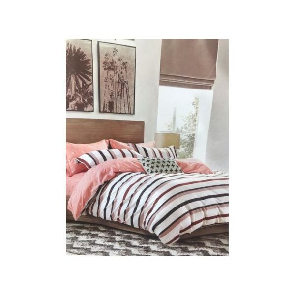 6*6 Striped Designer Duvet With 2 Pillowcases - Multi color