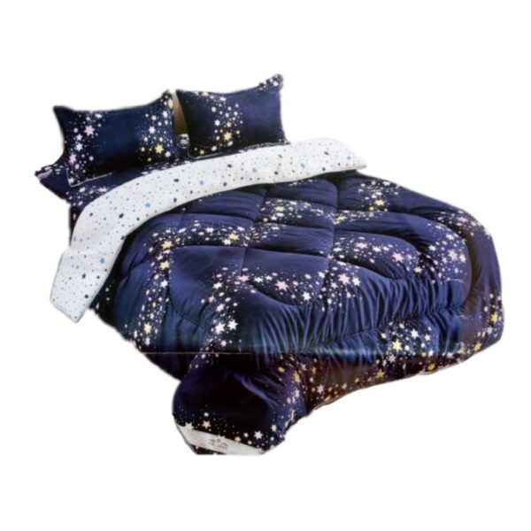 5X6 Duvet With 1Bedsheet & 2 Pillowcases- Navy Blue, White