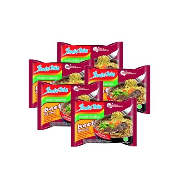 Indomie 5 in 1 pack of Indomie Noodles Beef - 70g