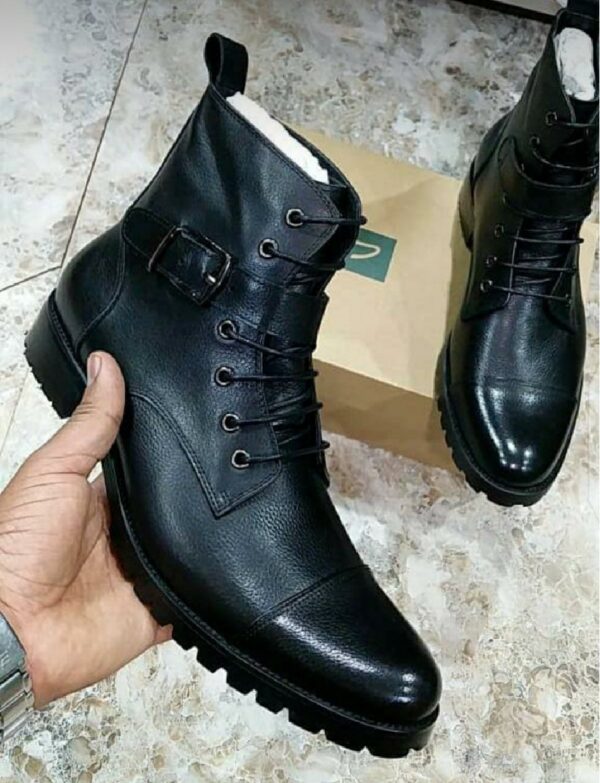 Men's classy leather boots-Black.