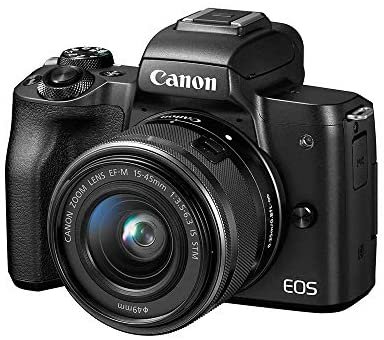 Canon EOS M50 Mirrorless Vlogging Camera Kit with EF-M 15-45mm Lens, Black