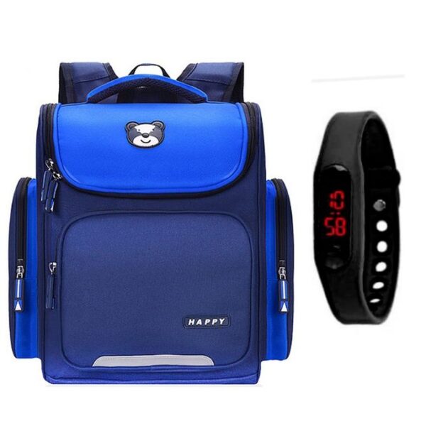 Kids School Bag With Free Watch- Blue