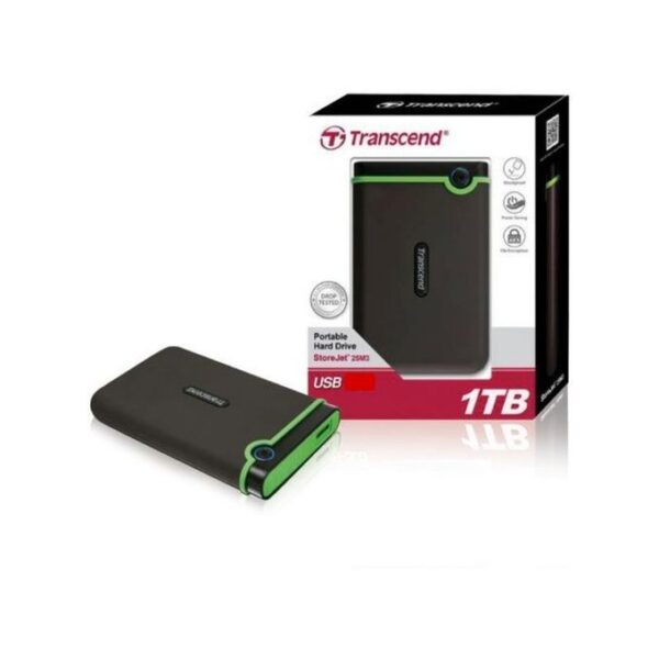 Transcend 1TB Transcend Portable USB 3.0 Hard Disk - Black, Green