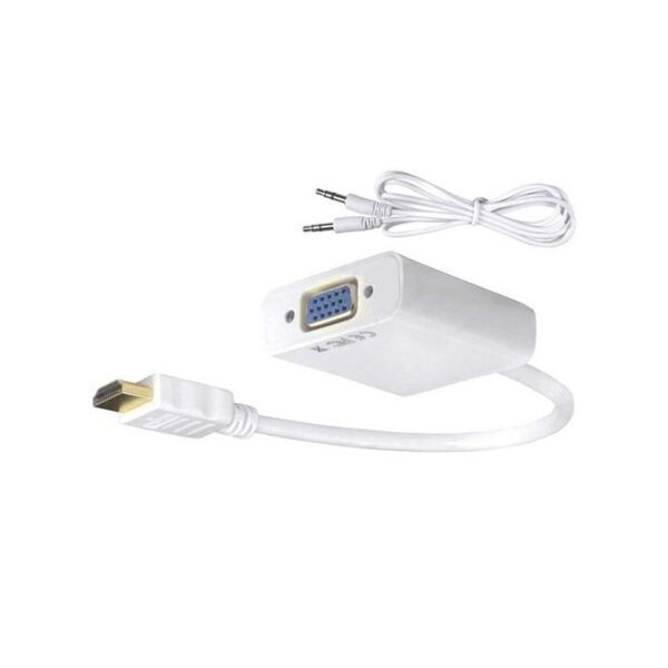 Generic HDMI 1080P Male to VGA Female Video Converter Adapter with Aux Cable - White