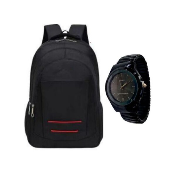 Generic Best Anti Theft Laptop Backpack with Free Watch- Black