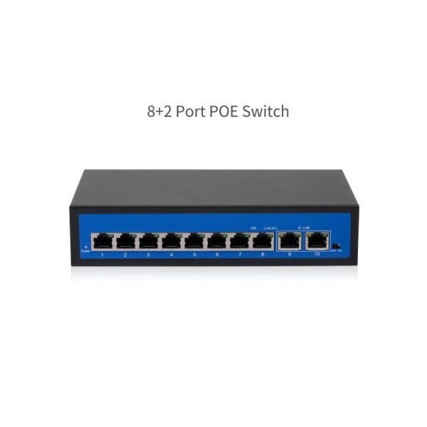 Generic 8+2 POE Switch 8 Ethernet Port -Black,silver