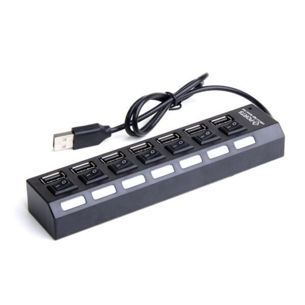 Generic 7 port USB Hub 2.0 - Black