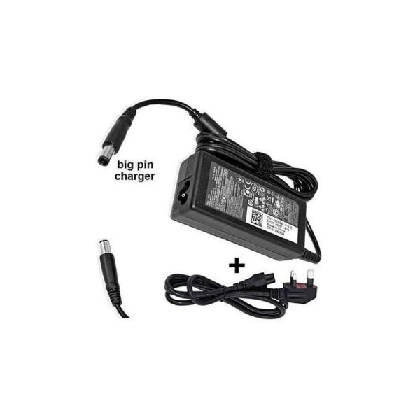 DELL Big Pin Laptop Adapter 19.5V 65W With Free Power Cable - Black