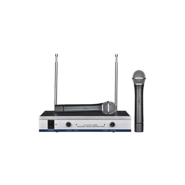 Generic DH-744 MAX Professional Wireless Microphone High VHF Dual Channel Microphone - Black,Silver